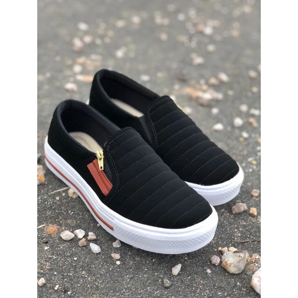 Tênis Sapatênis Sapatilha feminino Slip On Zíp casual Leve e confortável envio imediato