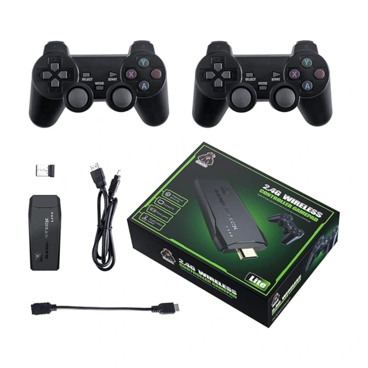 Videogame Stick 4K 64GB com 2 Controle Sem Fio + 10 Mil Jogos