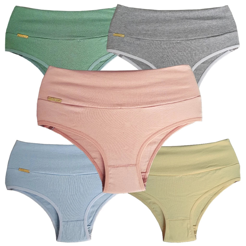 Kit 5 Gabi Panties in Good Quality Cotton with Double Folded Waistband