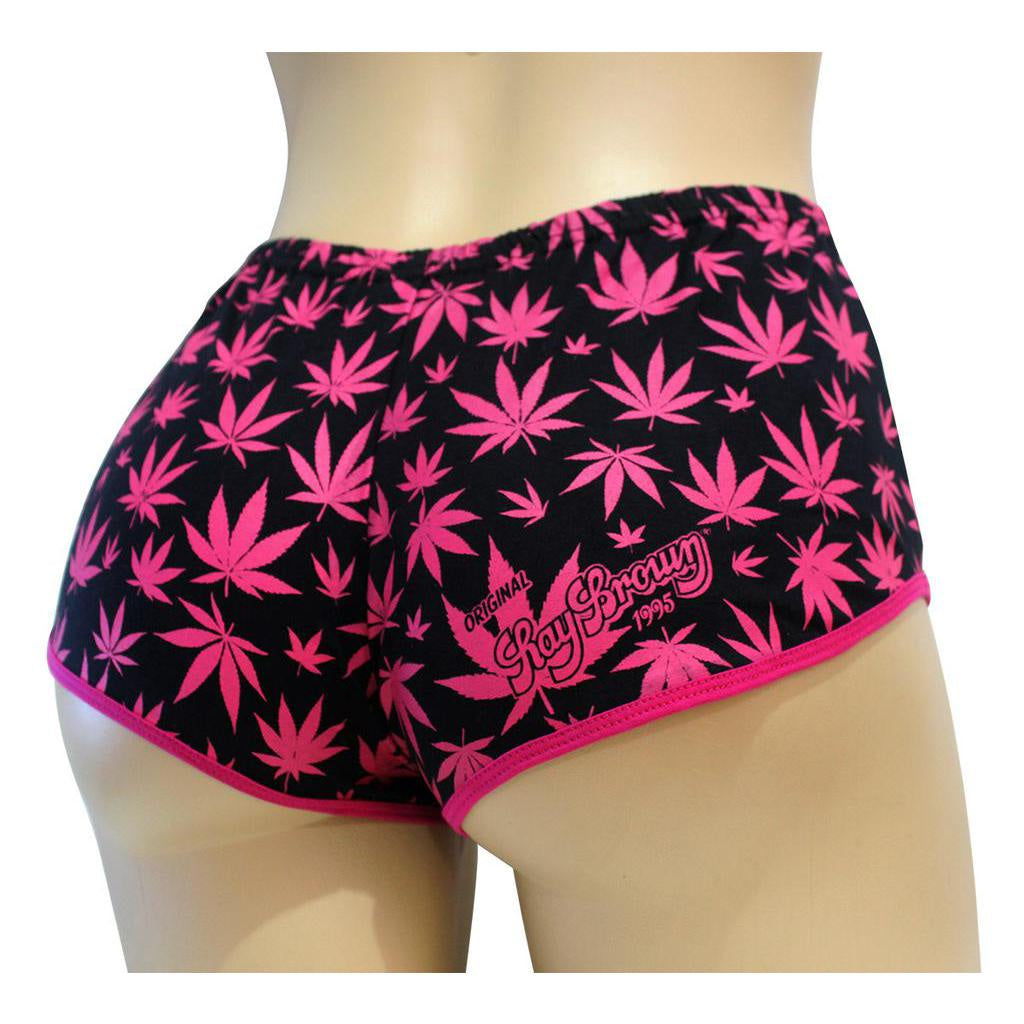 Short Pijama Curto Ganja Preto e Rosa 100% Algodão