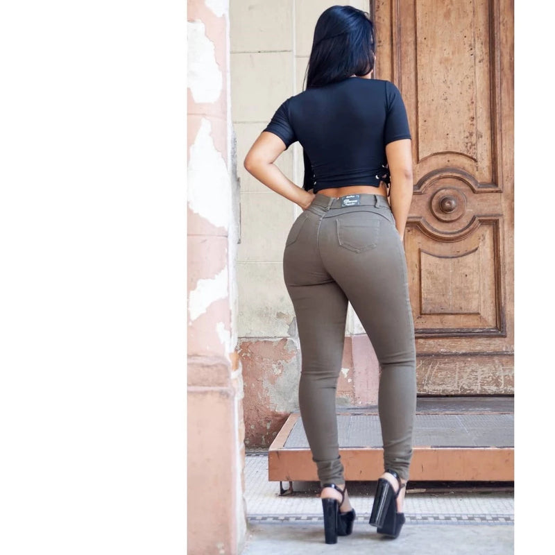 Women's Military Green High Waist Jeans