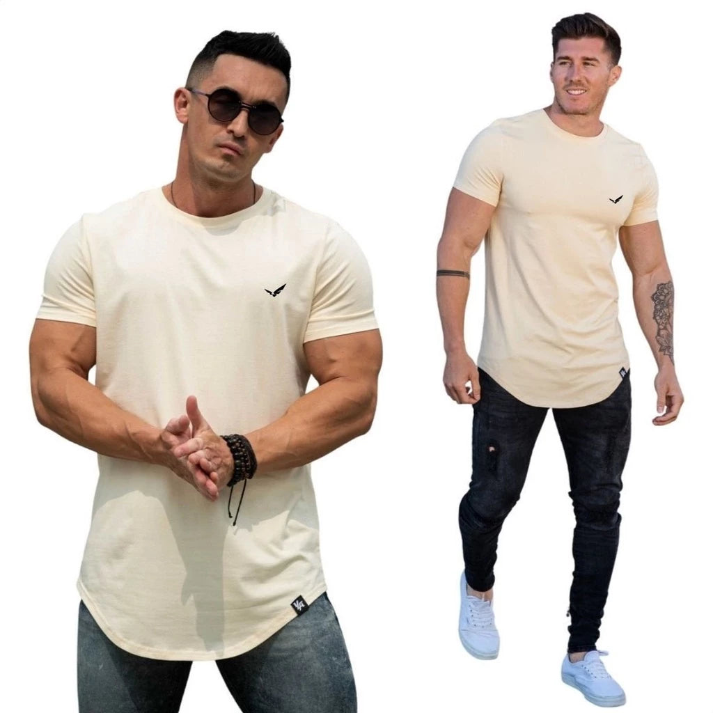 Camisa Masculina Camiseta Longline Swag Blusa Oversized Casul Treino Academia Esporte Lazer Fit Verão Moda