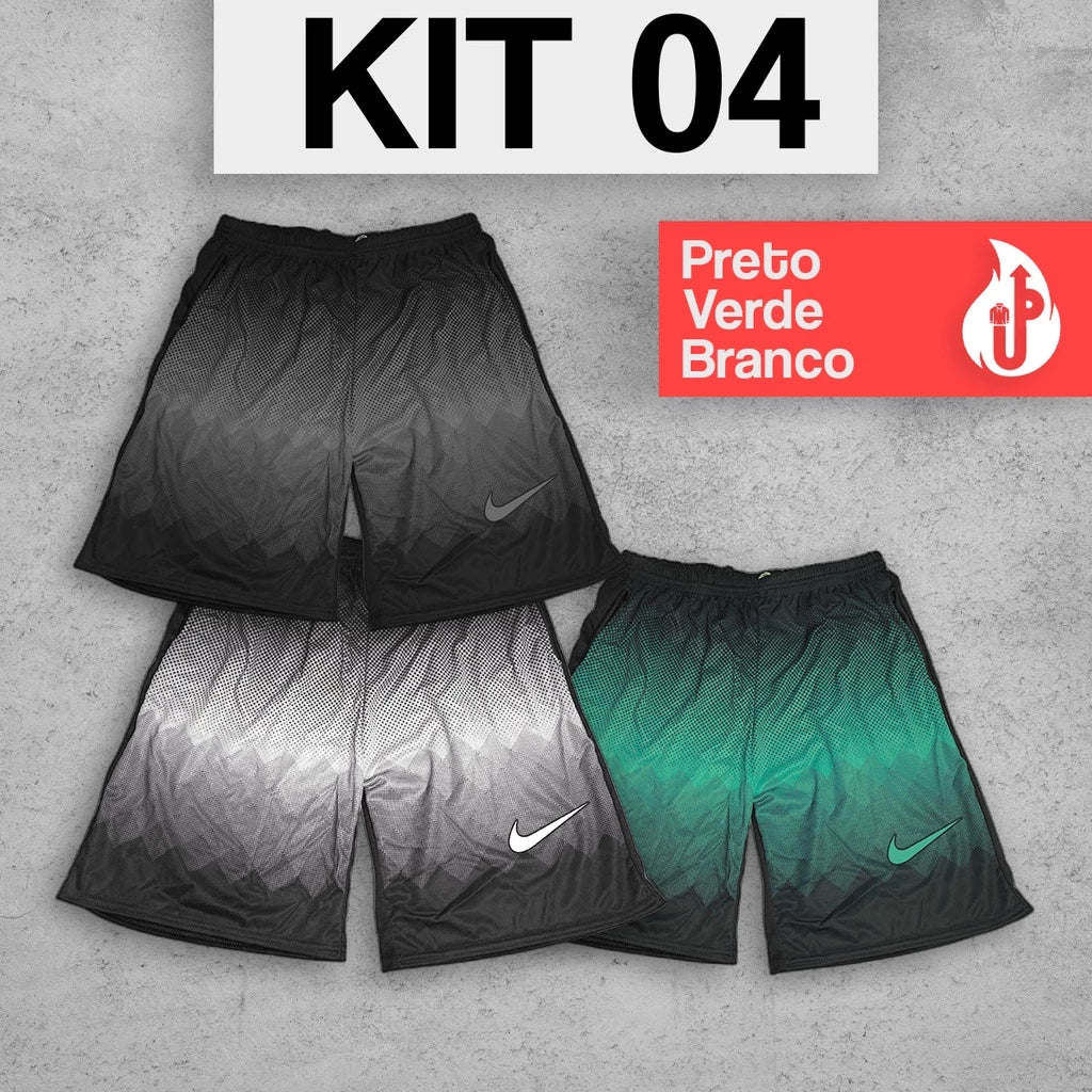 Kit com 3 Bermudas Shorts Colorido Dry Fit Futebol