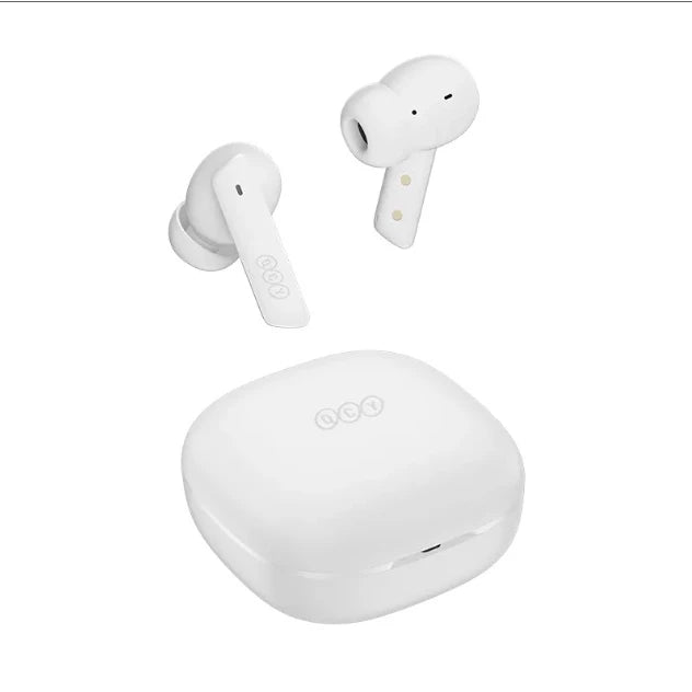 Fone de Ouvido QCY HT05 MeloBuds Bluetooth 5.2, Cancelamento de Ruído Ativo ANC - Preto e Branco