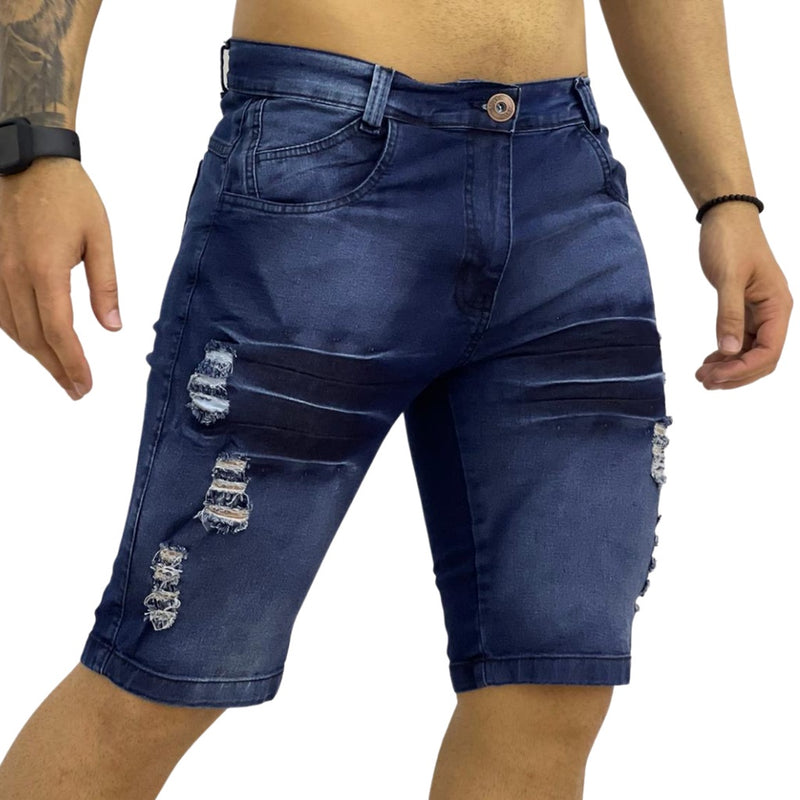 Men's Destroyed Jeans Shorts with Lycra