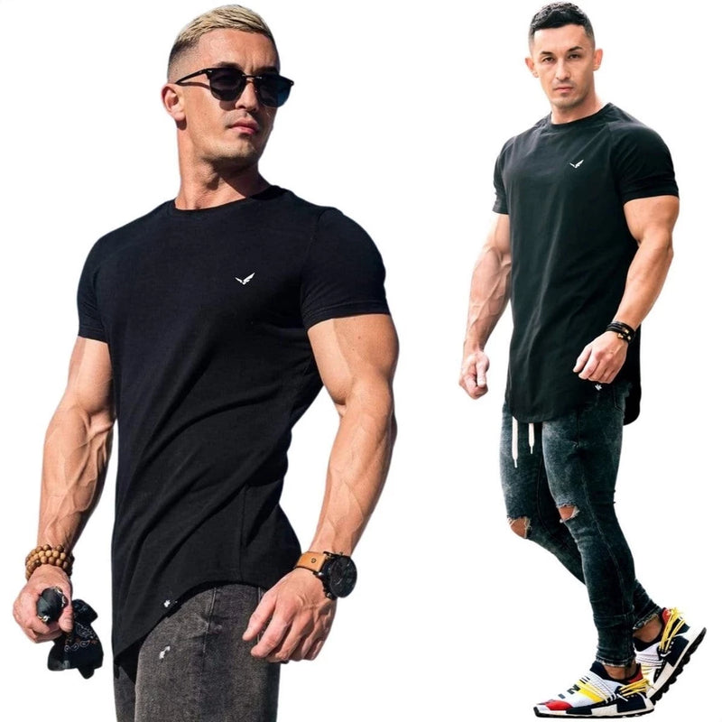 Men's Longline Swag Shirt Oversized Casul Blouse Training Gym Sport Leisure Fit Summer Fashion