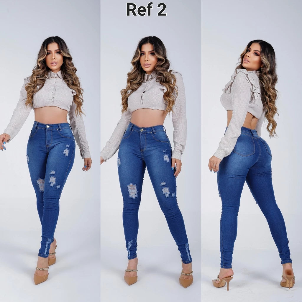 Calça Jeans Feminina Cintura Alta com Lycra Levanta Bumbum Skinny