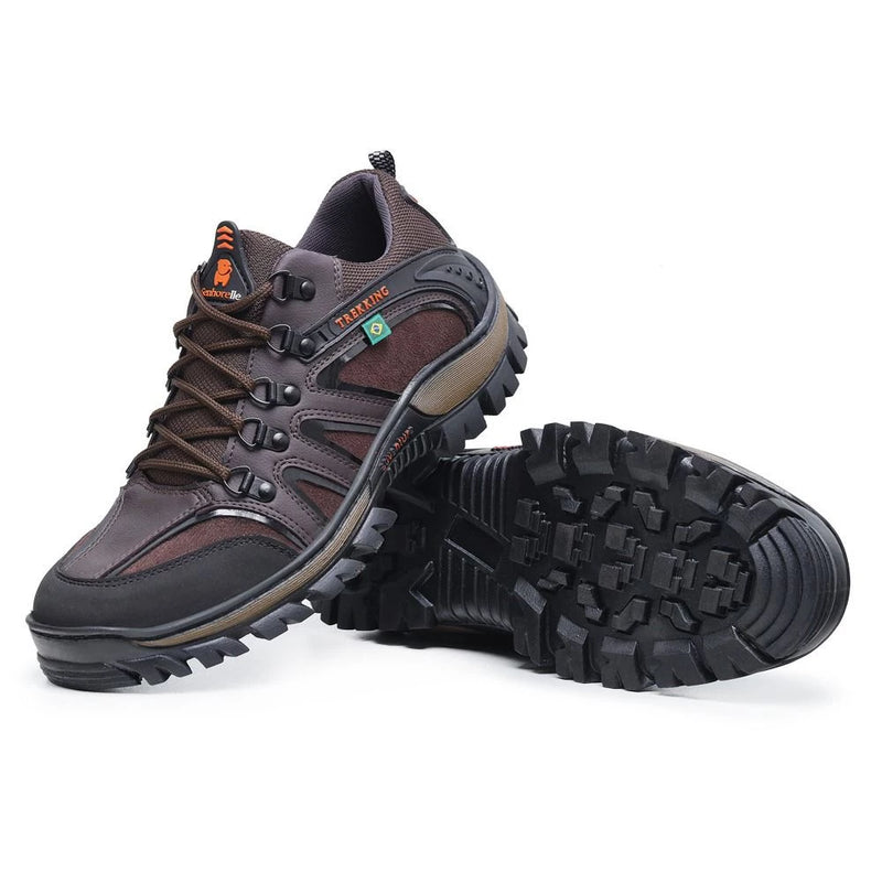 Men's Adventure Trail Waterproof Leather Comfort Tennis Shoes + Anatomical Insole