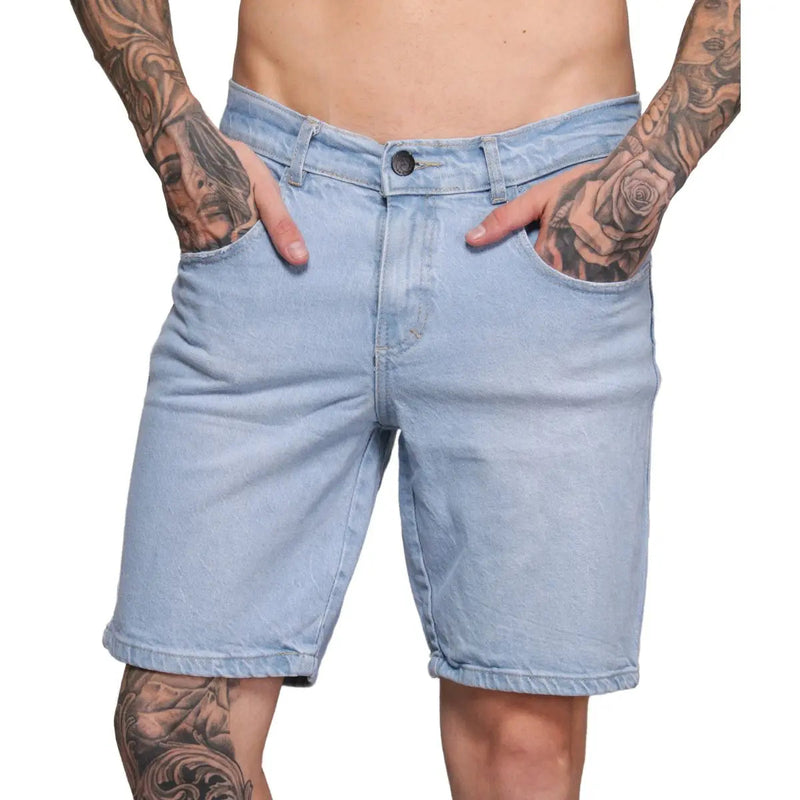 Bermuda Jeans Masculina Azul Casual Básica