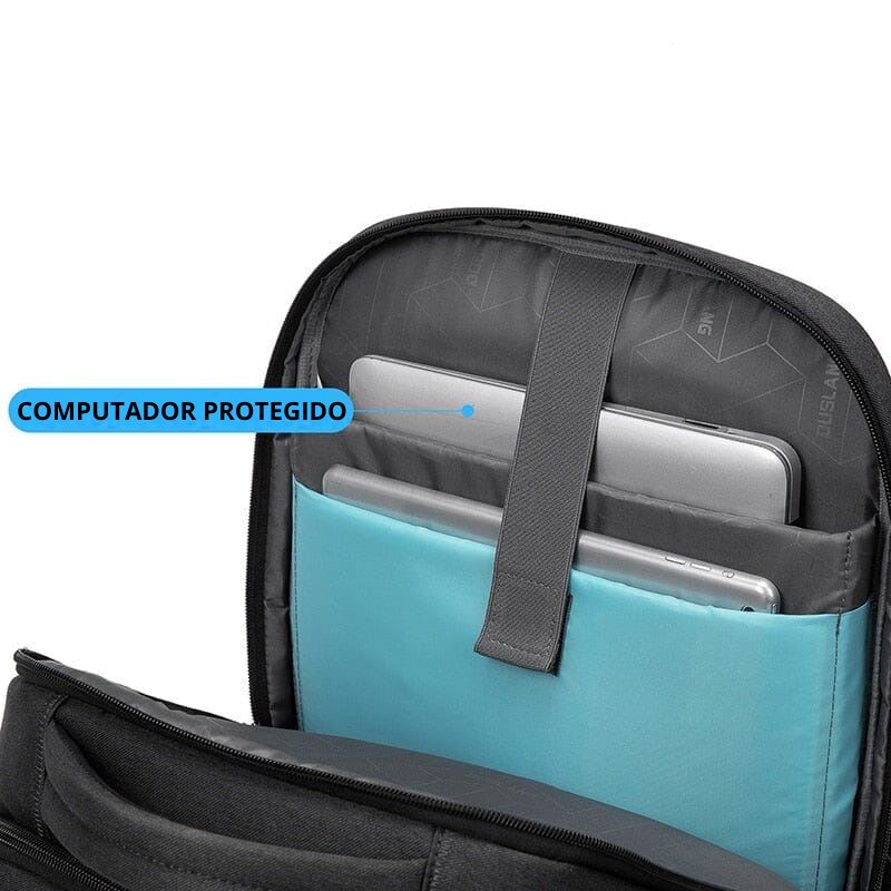 Mochila Executiva Draker - Notebook 17`, Impermeável e Porta USB