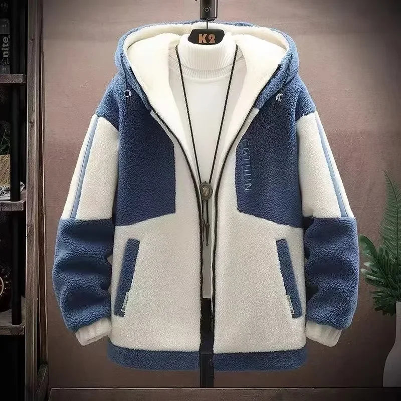 Jaqueta Masculina Para Inverno de Lã com Capuz