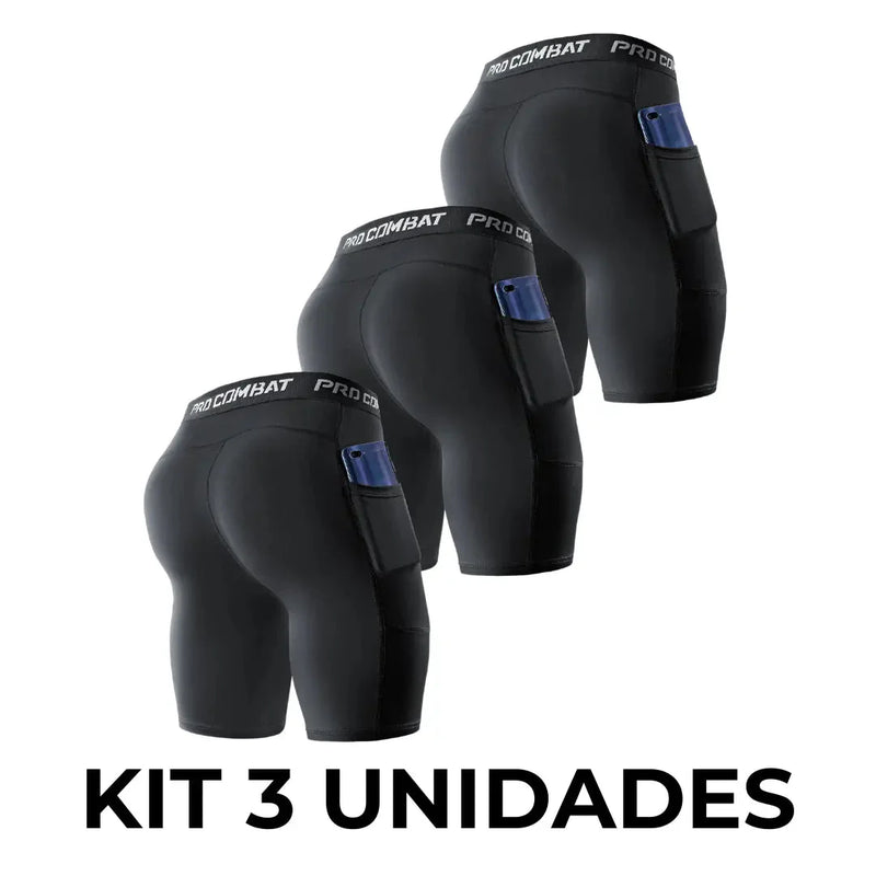 KIT 3 Bermudas de Compressão para Treino – Segunda Pele ProCombat