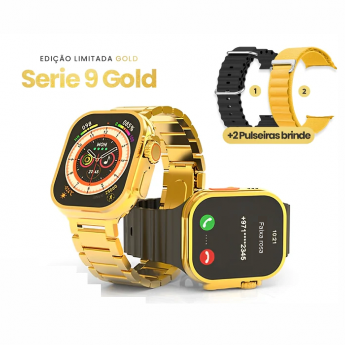 Smart Watch Ultra Pro Gold + 2 pulseiras de Brinde