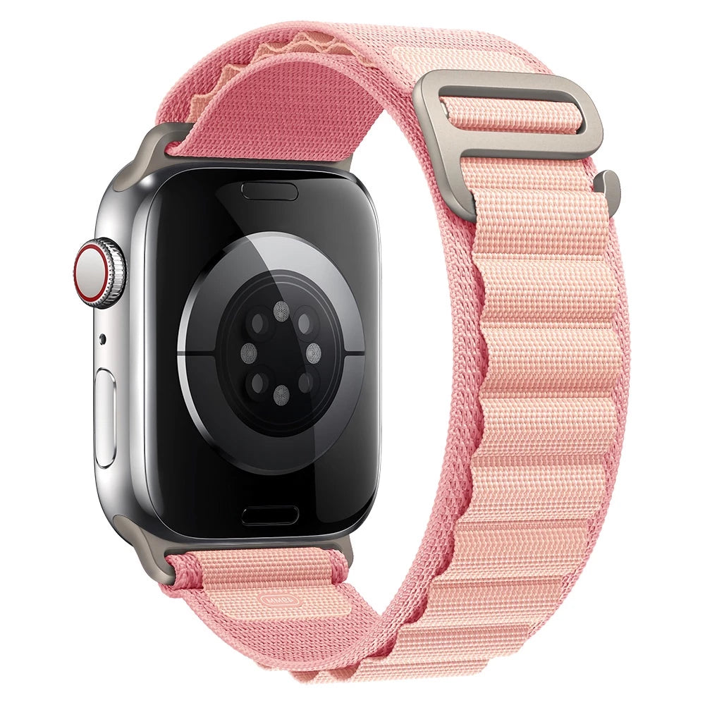 Faixa De Nylon De Laço Alpino Para Relógio Apple 49mm 45mm 41mm 44mm 40mm 42mm 38mm Pulseira De Gancho Em Metal iWatch Ultra 34 5 SE 6 7 8