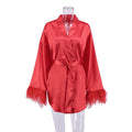 Robe Feminino Curto Cetim com Plumas