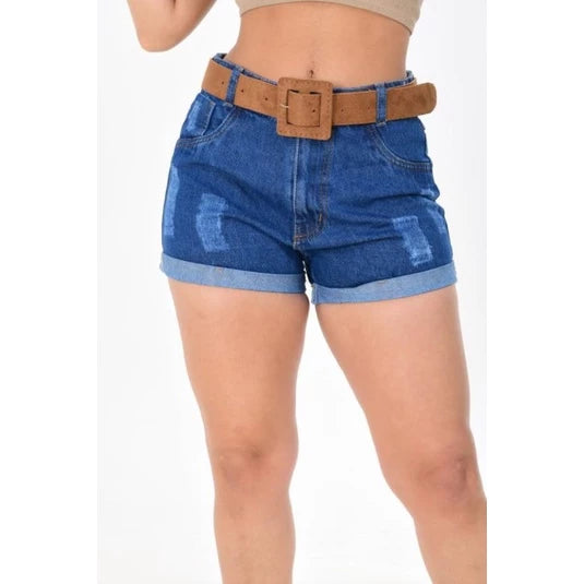 Shorts jeans feminino com cinto