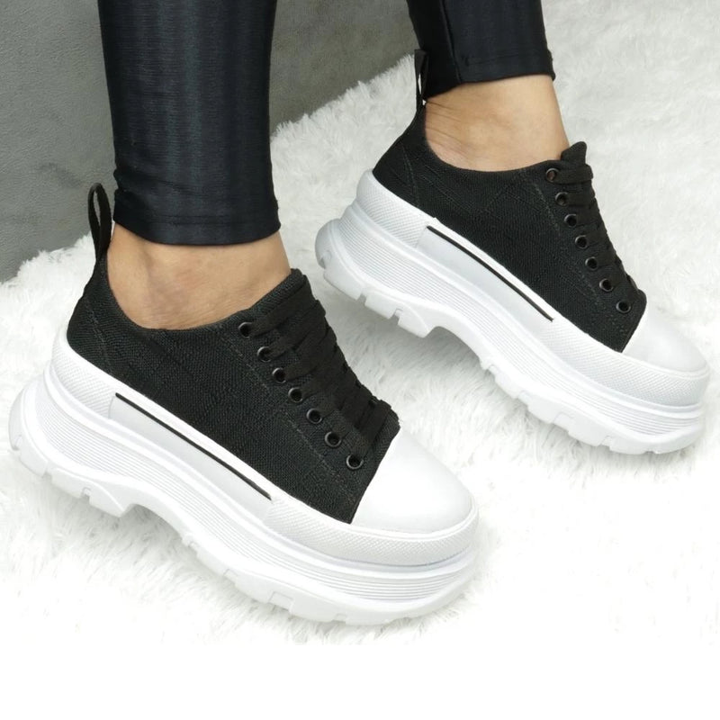 Tênis Plataforma Feminino Influencer Sola Alta Confortavél Leve Sneaker Casual Sophia