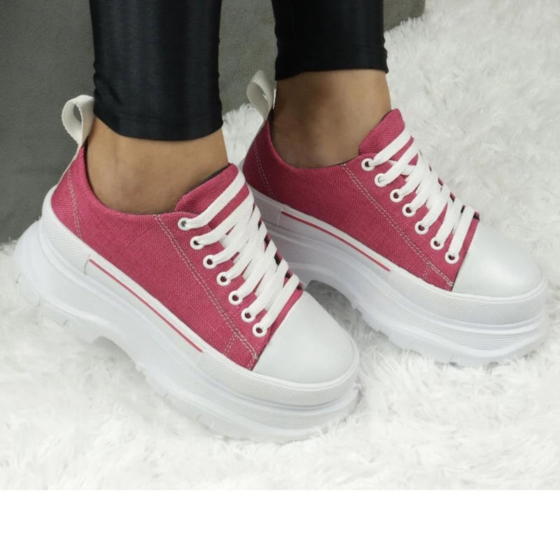 Tênis Plataforma Feminino Influencer Sola Alta Confortavél Leve Sneaker Casual Sophia