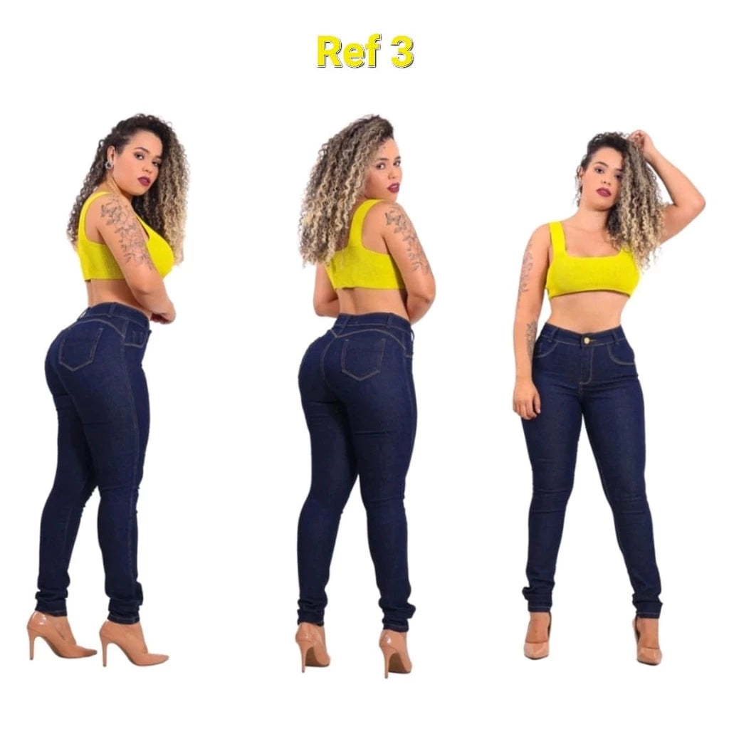 Calça Jeans Feminina Cintura Alta com Lycra Levanta Bumbum Skinny