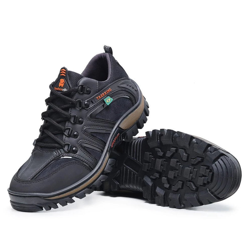 Men's Adventure Trail Waterproof Leather Comfort Tennis Shoes + Anatomical Insole