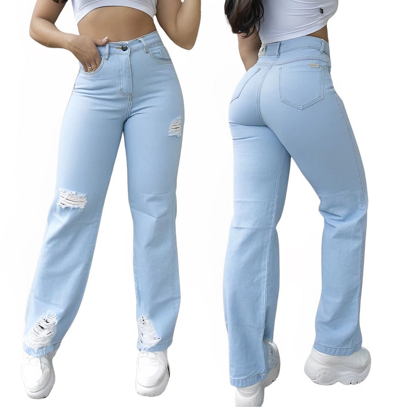 Calça Jeans Preta Feminina Rasgada no joelho Blogueira Skinny