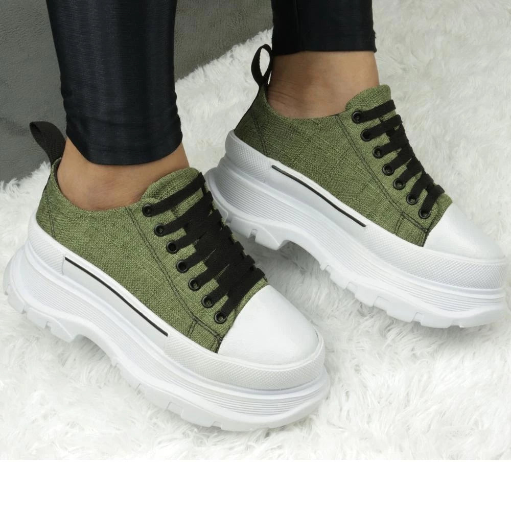 Influencer Women's Platform Sneakers High Sole Comfortable Lightweight Casual Sneaker Sophia