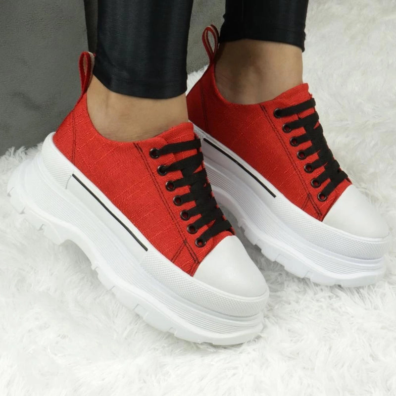 Influencer Women's Platform Sneakers High Sole Comfortable Lightweight Casual Sneaker Sophia