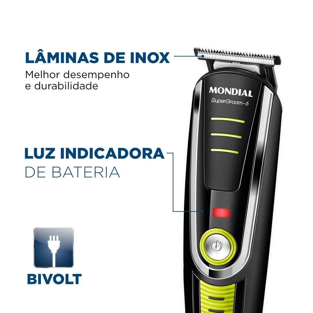 Aparador De Pelos Mondial Super Groom 06 Bivolt Bg-04