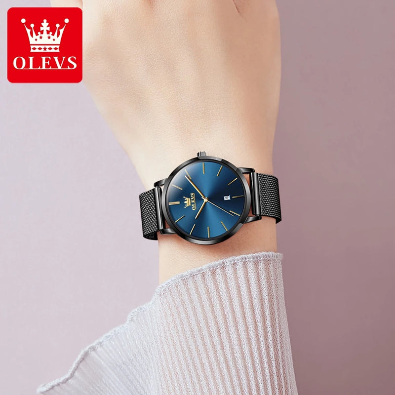 OLEVS Relógio Quartz Feminino A Prova d água Com Pulseira Rose Gold Aço Inoxidável 5869