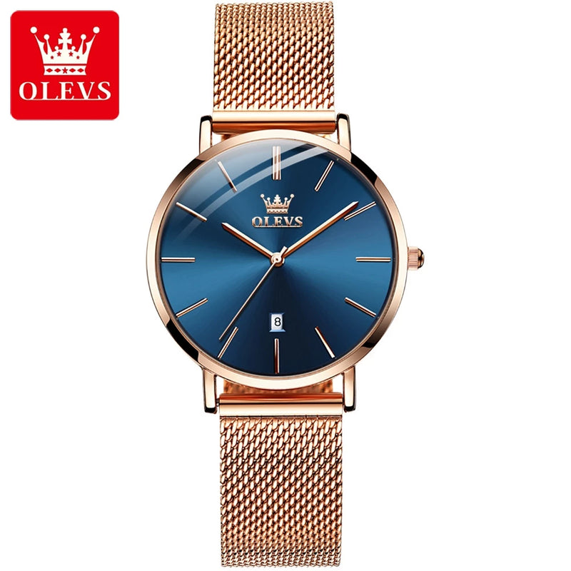 OLEVS Relógio Quartz Feminino A Prova d água Com Pulseira Rose Gold Aço Inoxidável 5869