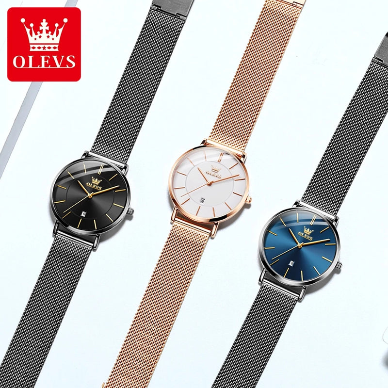 OLEVS Relógio Quartz Feminino A Prova d água Com Pulseira Rose Gold Aço Inoxidável 5869