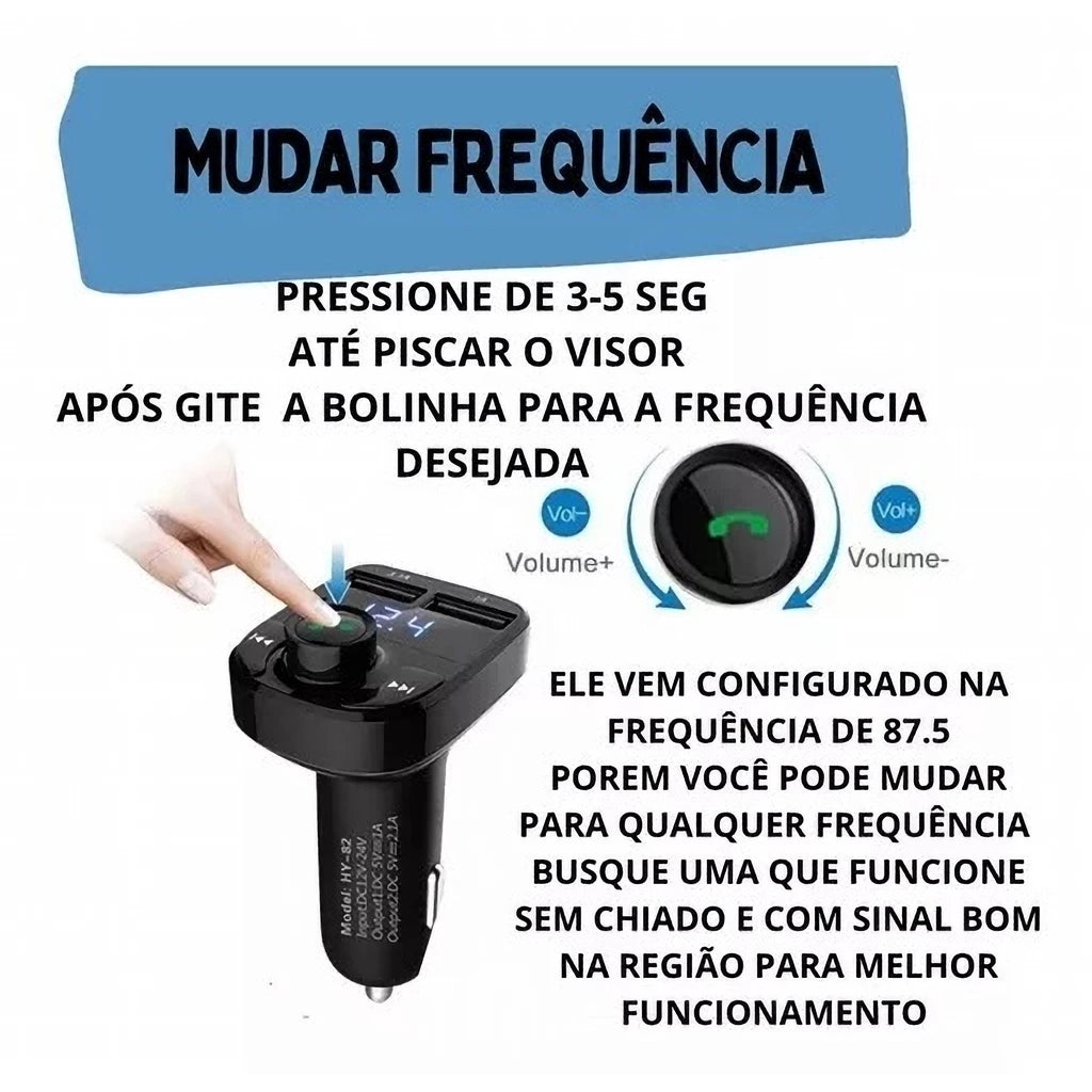 Adaptador Bluetooth Para Carro Transmissor FM - X8