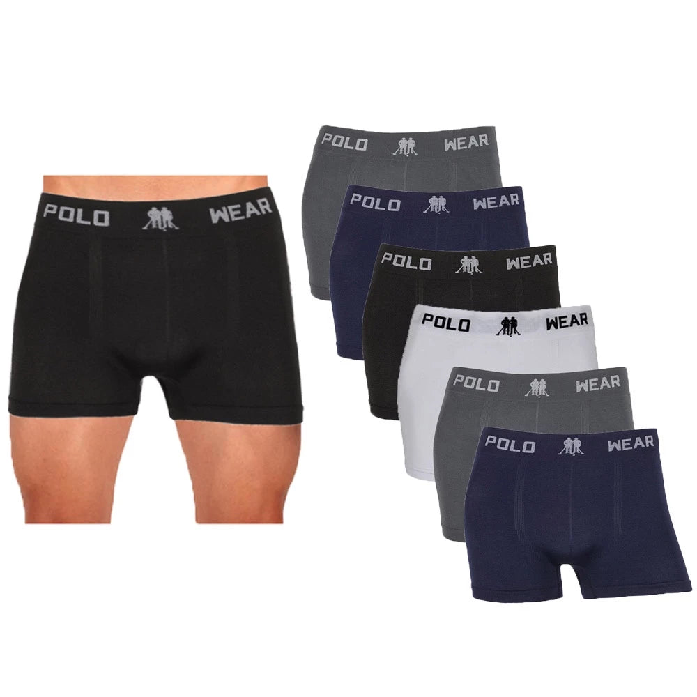 6 Unidades Cuecas Boxer Polo Wear Lisa Microfibra Masculina