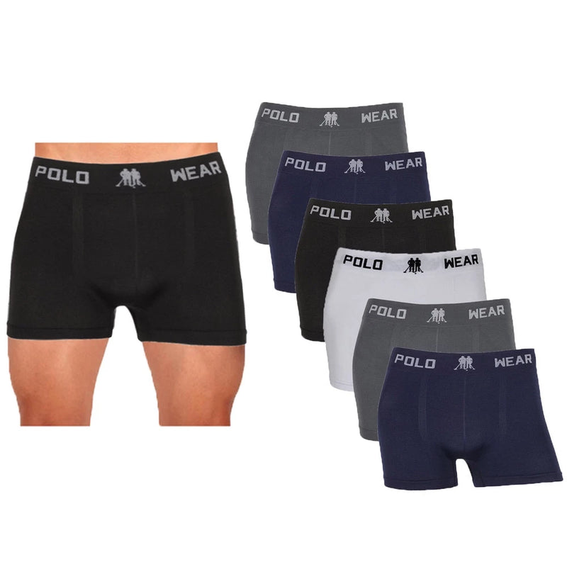 6 Unidades Cuecas Boxer Polo Wear Lisa Microfibra Masculina