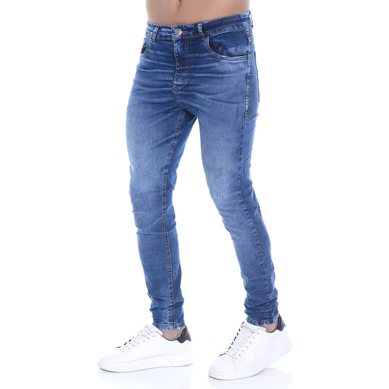 Men's Skinny Jeans with Frays and Elastane