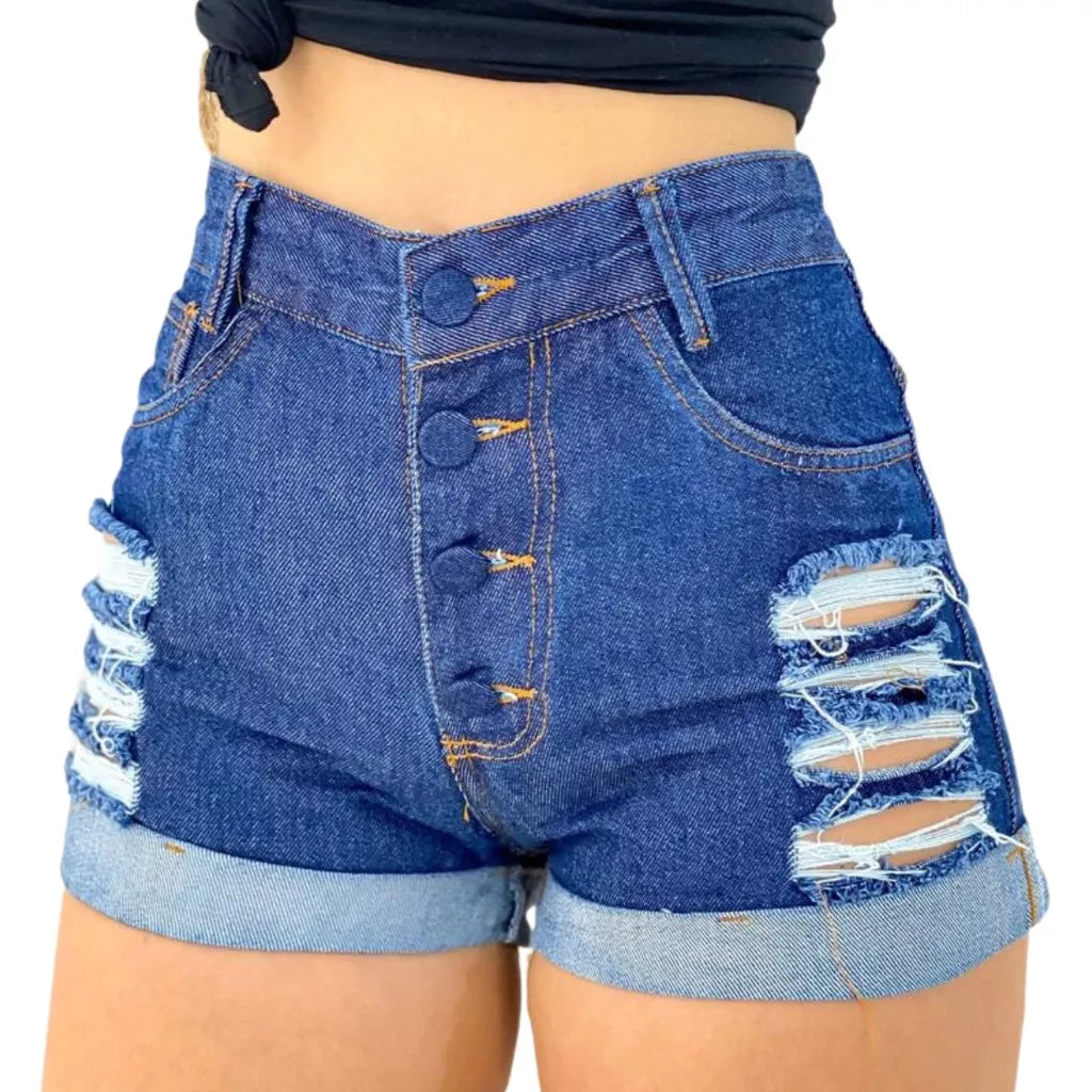 Kit 2 Women's Denim Shorts: Light Wash and High Waist