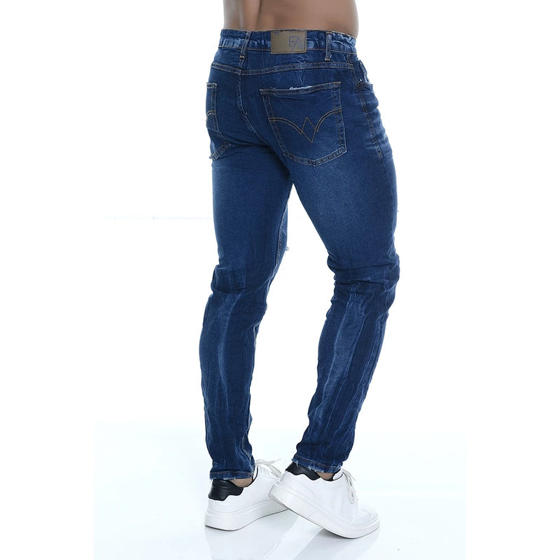 Men's Skinny Destroyed Jeans With Lycra