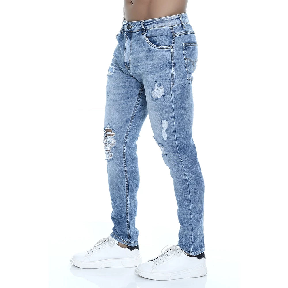 Men's Delavê Ripped Skinny Jeans With Elastane