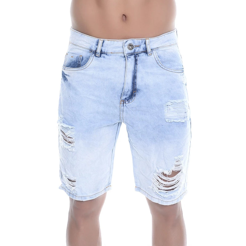 Bermuda Jeans Destroyed Com Detalhe