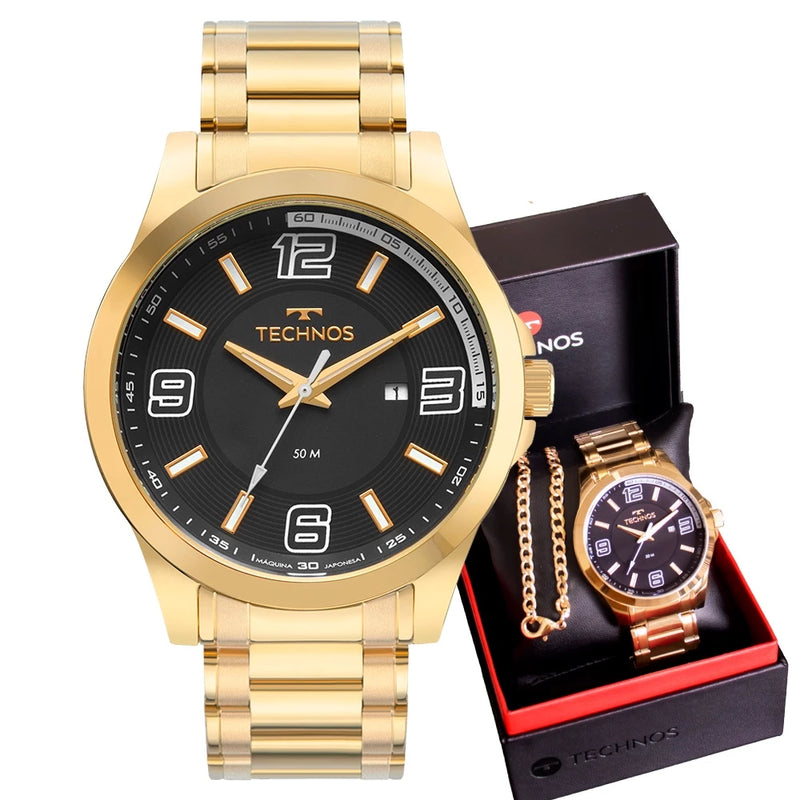 Technos Men's Analog Gold Watch 2115NBA/1D One Year Warranty