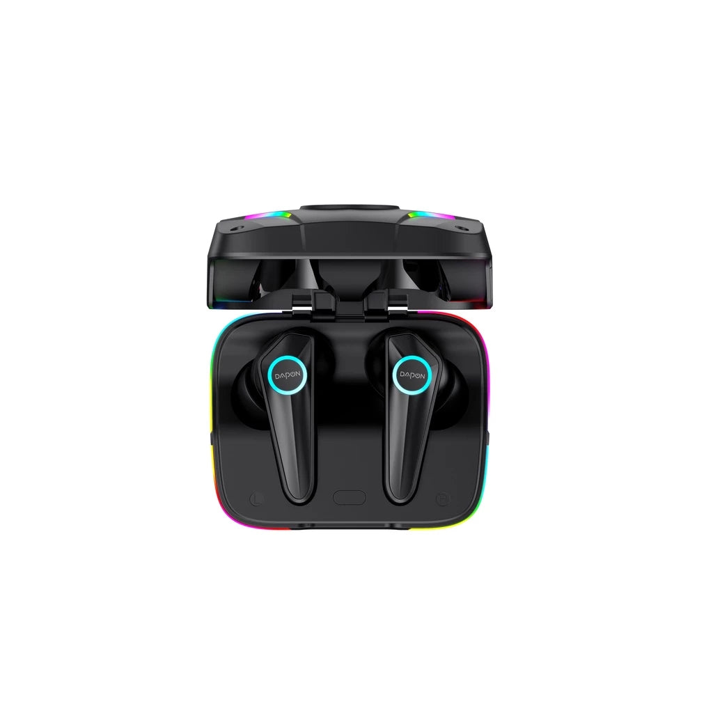 Fone de ouvido Qcy Dapon R11 Bluetooth 5.1 Gamer RGB - Preto