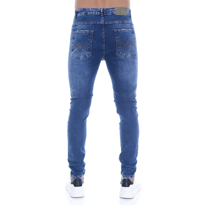 Men's Skinny Jeans with Frays and Elastane