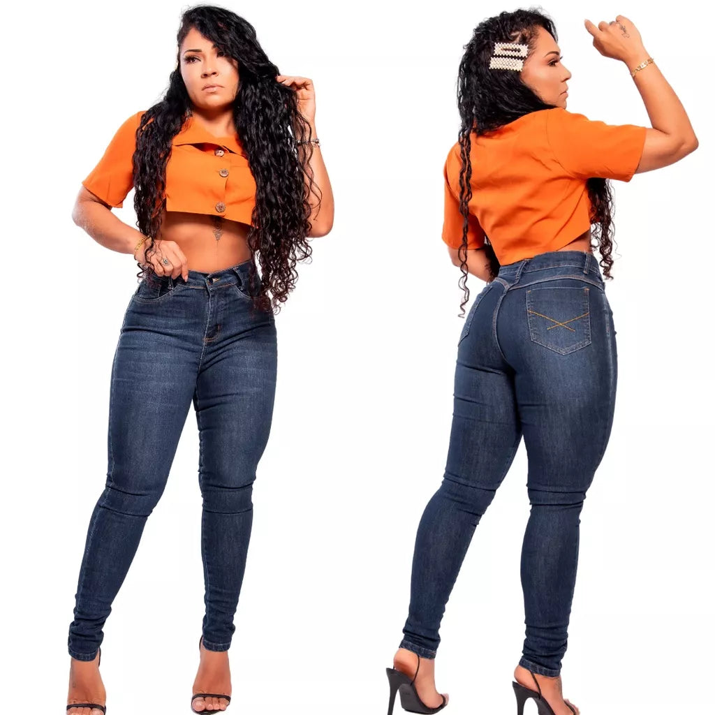 Women's Jeans with Lycra High Waist Empina Bumbum