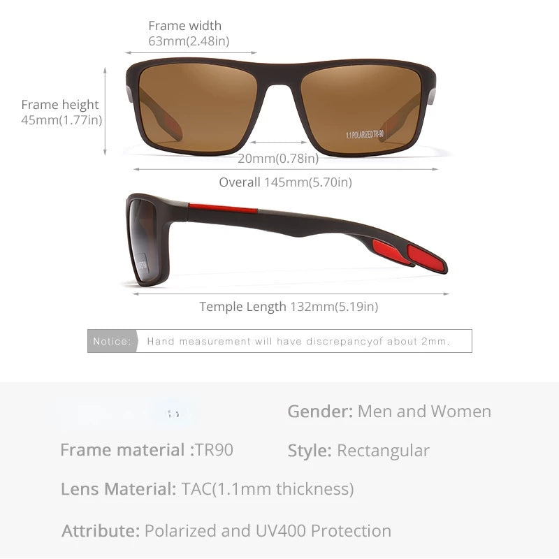 Brand New Ultra-light Rectangular Sunglasses TR90 Men Polarized Y2KUV400 Neutral Anti-Reflection Polarized