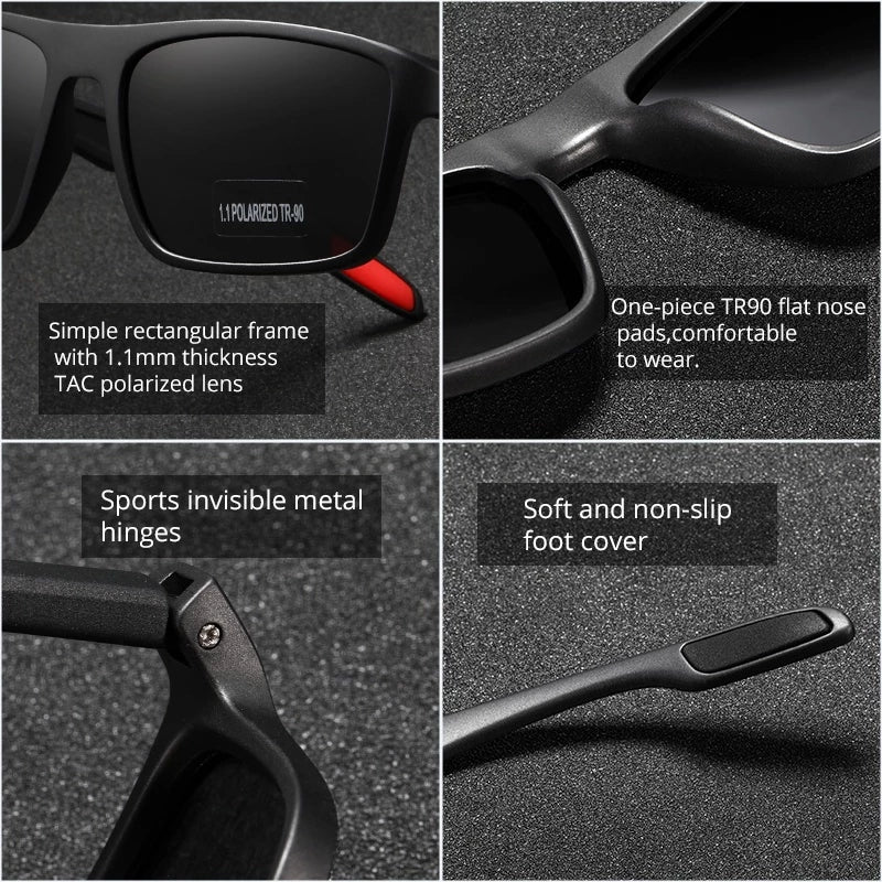 Brand New Ultra-light Rectangular Sunglasses TR90 Men Polarized Y2KUV400 Neutral Anti-Reflection Polarized