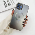 Gray Nano Titanium Case Explosion-proof AG Matte Magnetic Glass Case for iPhone 15 14 13 12 11 Pro Max Full Coverage Lens Protector