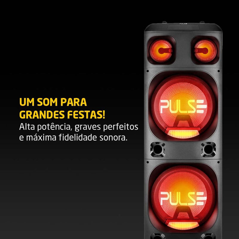 Caixa de Som Amplificada Torre de 12 Pol. 2200W com Bluetooth, Auxiliar, SD, USB, FM e LED BIVOLT Pulse - SP500