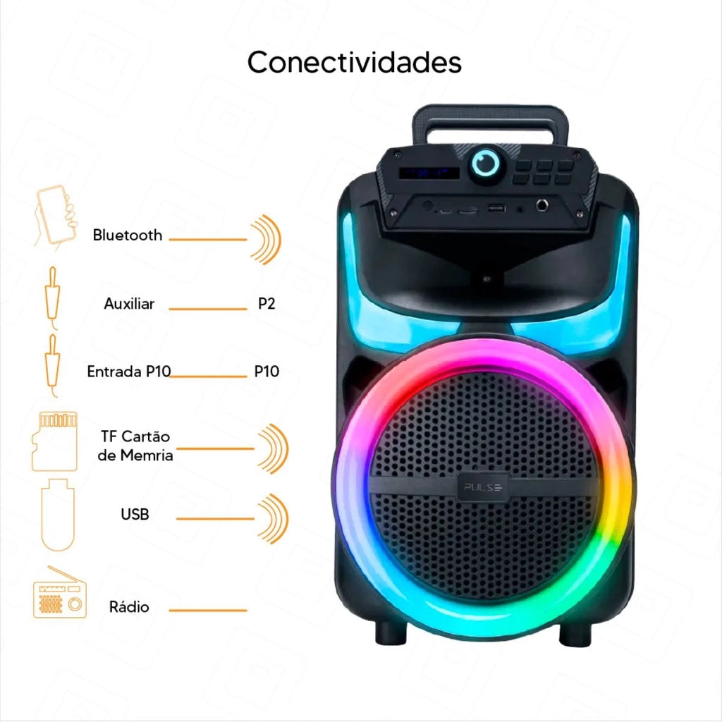 Speaker with Bluetooth and Led Pulse Burst 250W Multilaser