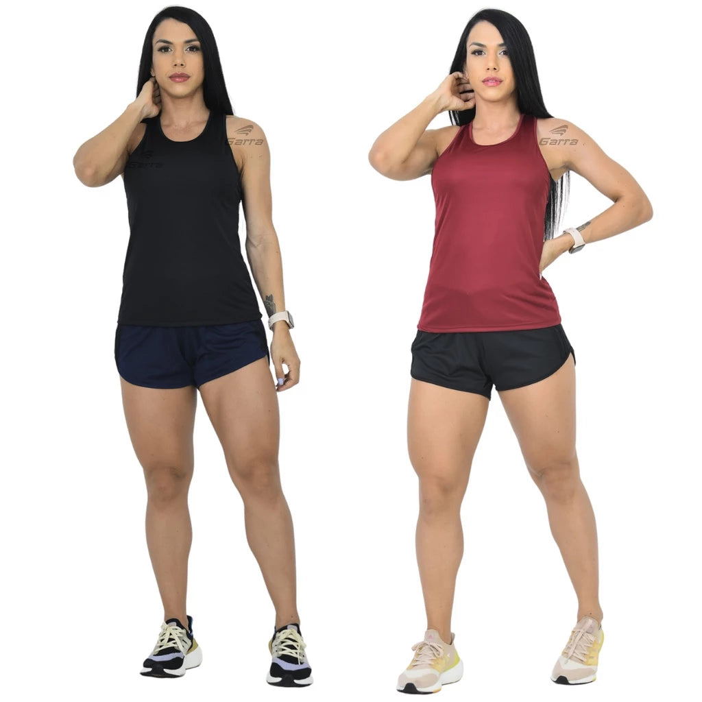 Kit 2 Camiseta Regata Dry Fit Feminina Premium Fitness para Treino e Academia Garra Sport