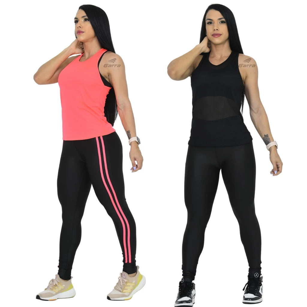 Kit 2 Camiseta Regata Dry Fit Feminina Premium Fitness para Treino e Academia Garra Sport